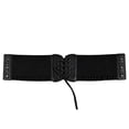 thumbnail image 4 of Wide Faux Leather Waspie Corset Belt for Women Crisscross Front Lace Up Tie Elastic Waist Shaping Cincher Vintage Punk Belt for Daily Dress Party Outfit Black One Size, 4 of 7