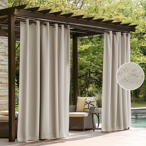 Royal Shade Grey Outdoor Patio Curtain, Waterproof Privacy Panel, 54"W x 84"L, 1 Panel