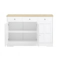 thumbnail image 3 of 47" Dual-Tone Minimalist Kitchen Buffet Cabinet - Arched Design White & Walnut Sideboard with Doors, Space-Saving Pantry Storage for Dining Room, 3 of 10