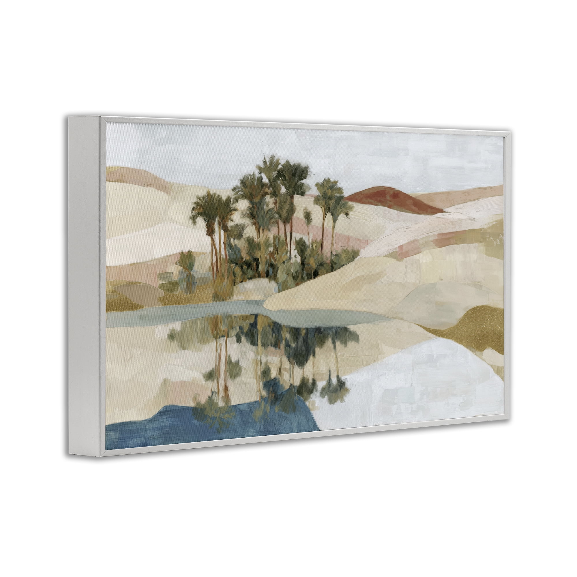 Stupell Industries Desert Oasis with Palm Reflection White Framed Giclee Art, design by Chromatic Storm Studio