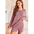 thumbnail image 6 of Ekouaer Sweater Sets Women 2 Piece Lounge Sets Long Sleeve Knit Pullover Tops Short Wide Leg Pants, 6 of 6