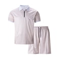 thumbnail image 4 of RUTAYY Men's Outfits Summer Beach Casual Zipper Short Sleeve Tshirts Shorts 2 Piece Daily Wear Classic Stylish Clothing Sets, 4 of 9