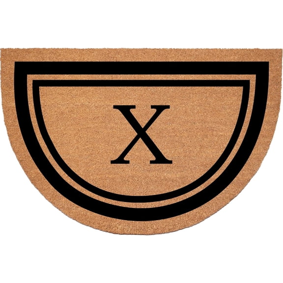 Calloway Mills 152961830HC X Half Circle Black Border 18" x 30" Monogram Doormat (Letter X)