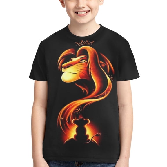 Kids 3D Graphic Lion King T-Shirts, Novelty Shirts Crewneck Short Sleeve Tees for Youth Boys Girls