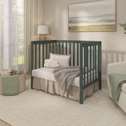 Dream On Me Edgewood 4-in-1 Convertible Mini Crib, Olive