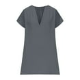 thumbnail image 3 of Womens Summer Casual Shift Dresses Beach Vacation Short Sleeve V Neck Mini Dress Cotton Gauze Babydoll Mini Dress, 3 of 8