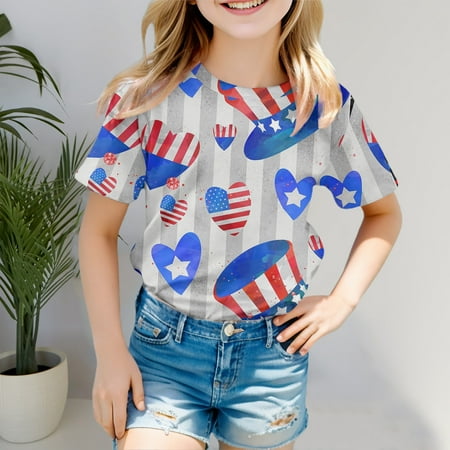 

XZZjjl Girl Short Sleeve Tee Summer Crewneck T Shirt Casual Fit Basic Shirts Non Sweat Undershirt