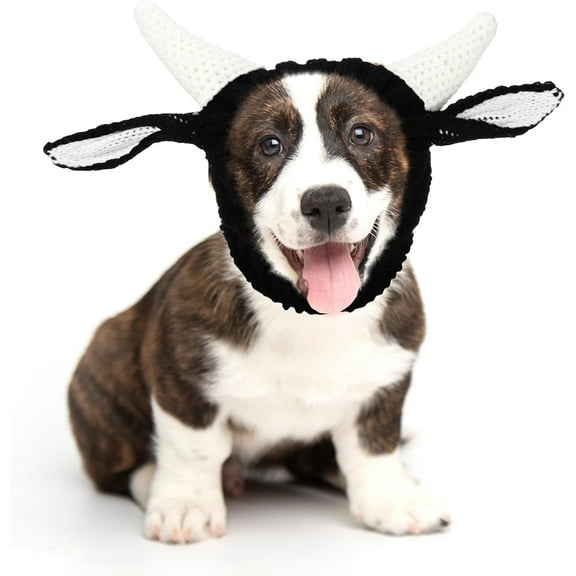 UOSIA Dog Snood Cow Costume Soft Yarn Dog Ear Cover Muffs Winter Hat Knitted Head Wrap