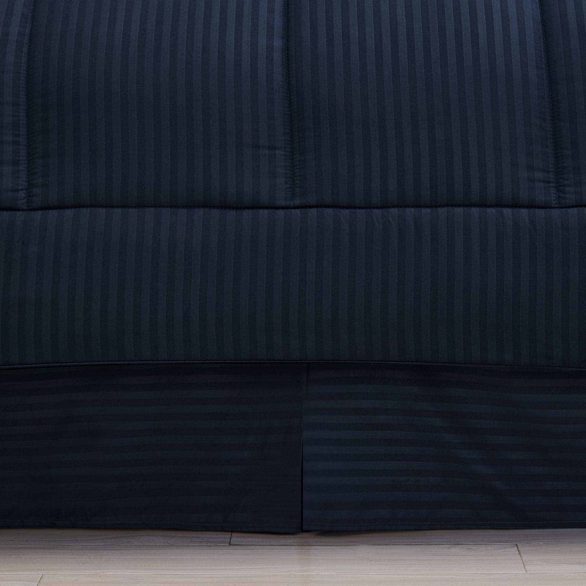 Dobby Stripe Bed in A Bag 8 Piece Comforter Sheet Bed Skirt Sham Set King - Navy