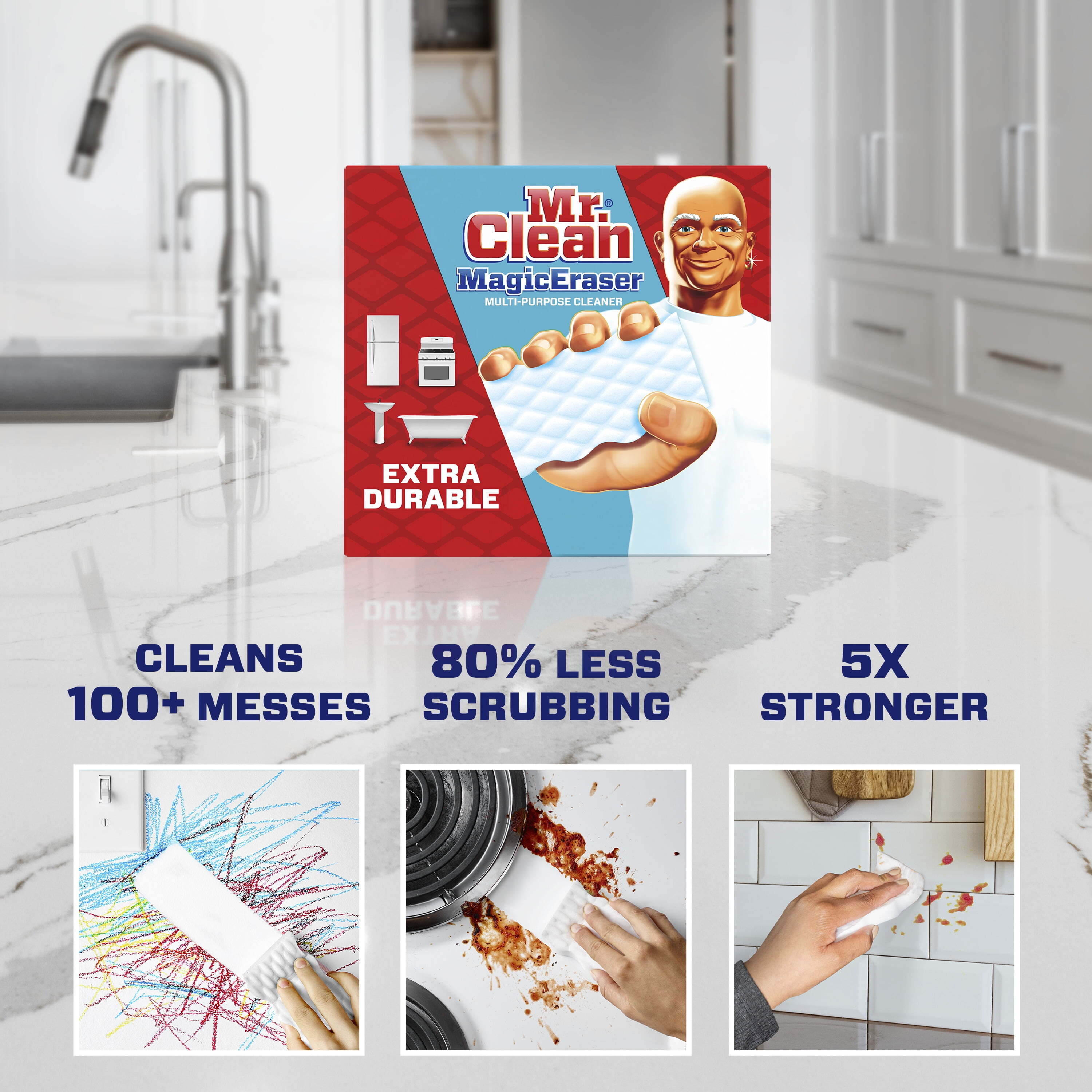 Mr. Clean Magic Eraser Extra Durable, Cleaning Pad with Durafoam, 4 Ct - image 3 of 10