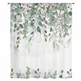thumbnail image 2 of Sage Green Eucalyptus Sheer Curtains 63 Inches Long, Spring Floral Botanical Light Filering Curtains, Breathable Simi Curtain Privacy Drapes for Living Room Bedroom Lightweight Window Treatment, 2 of 9