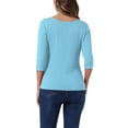 thumbnail image 3 of INSPIRE CHIC Women's Tops Elbow Sleeves Boat Neck Slim Fit Classic Casual Tee Shirt L Sky Blue, 3 of 6