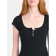thumbnail image 3 of No Boundaries Cotton Henley Tee, Women's, 3 of 5