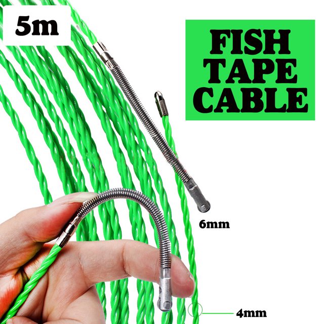 4mmx5m/15m/25m Electrical Fish Tape Cable Push Puller Rodder Conduit POM Wire Tool Cable Running Rods