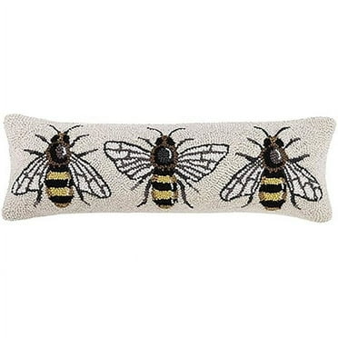 Peking Handicraft 30SER395C24OB 8 x 24 in. Bee Lumbar Hook Pillow