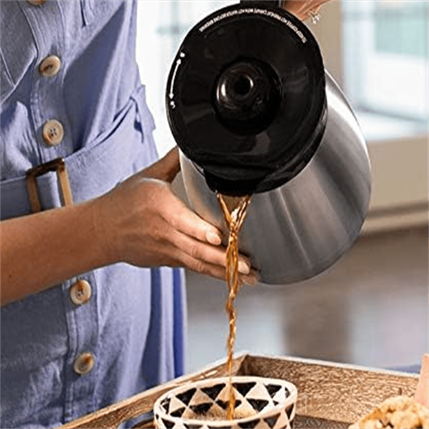 12-Cup Thermal Programmable Coffee maker, Brew Strength Selector, Auto-clean, Black and Silver