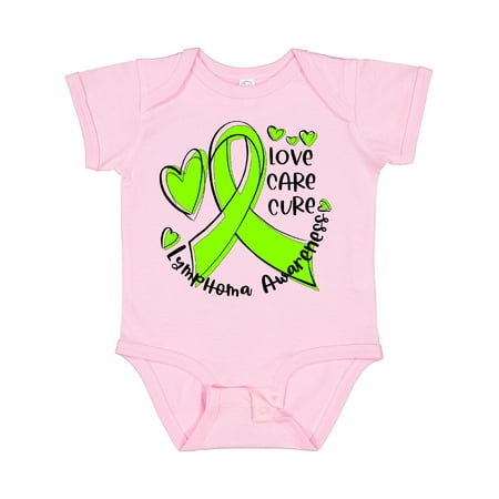 

Inktastic Love Care Cure Lymphoma Awareness Lime Green Ribbon Hearts Gift Baby Boy or Baby Girl Bodysuit