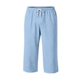 thumbnail image 6 of Nokdvo Men's Long Shorts Elastic Waist Drawstring Capri Shorts with Pockets Wide Leg Stretch Trousers Below Knee Baggy Summer Loose Fit Breathable Summer Pant,Light Blue XL, 6 of 6
