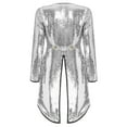 thumbnail image 4 of Haitryli Women's Magician Tailcoat Jacket Fancy Dress Magic Show One-Button Sequin Tail Coat Silver M, 4 of 7