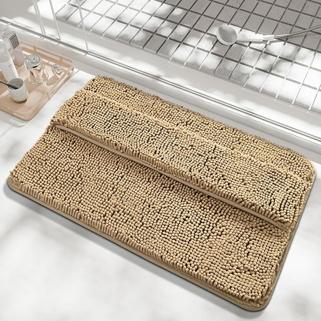 Alfombra de baño de baño antideslizante espuma gruesa y suave • Absorbente de agua Lavable • Poliéster 40x60cm • Negro, gris, verde, caqui • Alivio para pies de mullido de secado rápido