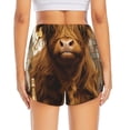 thumbnail image 2 of Lsque Cow With Butterflies Lilies Printed Women's Running Shorts with Liner Pockets,Elastic Quick Dry Workout Athletic Gym Yoga Shorts,Womens High Waist Shorts-Medium, 2 of 9