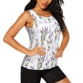 thumbnail image 2 of Xecao Lavender Flowers print women's scoop neck, loose-fit workout tank tops for the gym., 2 of 9