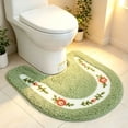 thumbnail image 4 of Dtchengua Soft Floral Non-Slip Toilet Contour Rug, Contour Bath Rug, Soft Shaggy U-Shaped Toilet Floor Mat for Bathroom 20×20 Inch,Green, 4 of 6