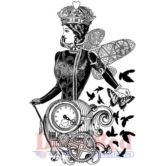 Deep Red Cling Stamp 3"X5"-Queen Of Time
