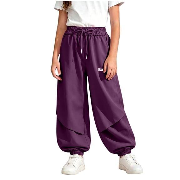 SHTXOZHI High Waisted Pants for Girls Loose Drawstring Sport Joggers Breathable Outdoor Hiking Workout Pants