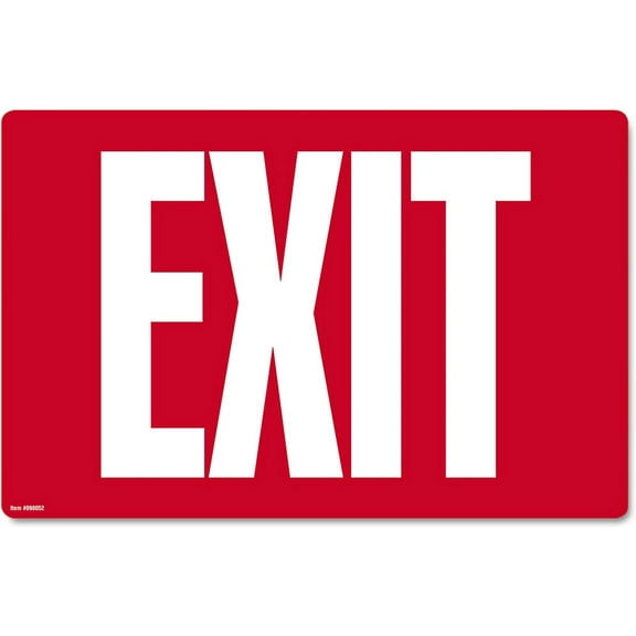 8 x 12 in Metal Tin Sign - Glow-In-The-Dark Safety Sign, Exit, 12 X 8, Red