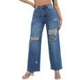 thumbnail image 6 of JGNGSHN Womens Retro Washed Ripped Barrel Jeans Fashion High Waist Straight Denim Pants Distressed Trousers, 6 of 7