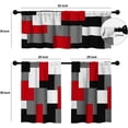 thumbnail image 3 of Kitchen Curtains and Valances Set 3 Piece Curtains 36 Inch Length Black Red Grey Geometric Modern Abstract Art Window Treatment Tiers for Bathroom, Abstract Small Cafe Curtains for Living Room, 3 of 5