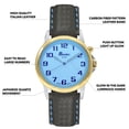 thumbnail image 3 of Bandini Mens Glow Watch - Carbon Fiber Leather Band - 38mm Analog Men's Easy to Read Watch with Light, Light Up Watches, Quartz, White Dial, Big Numbers, Glow in Dark Hands - Two-Tone / Black and Blue, 3 of 6