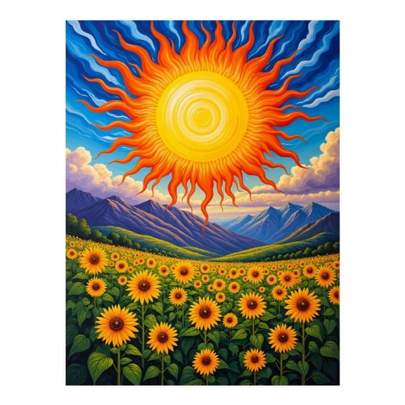 Diamond Art Kit for Adults, Sunflowers Under Vibrant Sun Diamond Painting for Adults Beginners, DIY Diamond Art Painting Kits, 5D Diamond Painting Crafts for Home Decor 12x16 Frameless