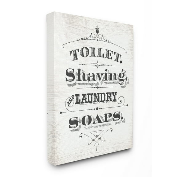 The Stupell Home Decor Collection Vintage Toilet Shaving Laundry and Soaps Canvas Wall Art