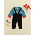 thumbnail image 4 of Qiylii Christmas Baby Boys Outfit Set, Santa Claus Romper+Overalls,0-24M, 4 of 8
