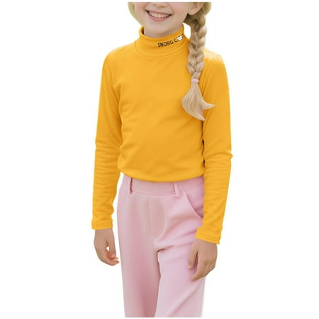 DxhmoneyHX Girls Long Sleeve Shirts Soft Comfy Warm Base Layer Tops Fashion Solid Unisex Turtleneck Sweatshirt Fall Winter Pullover Sweaters Size 170