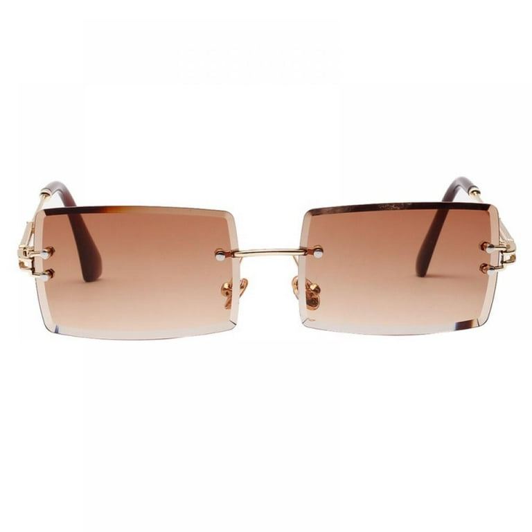 Rimless rectangle hotsell frame sunglasses