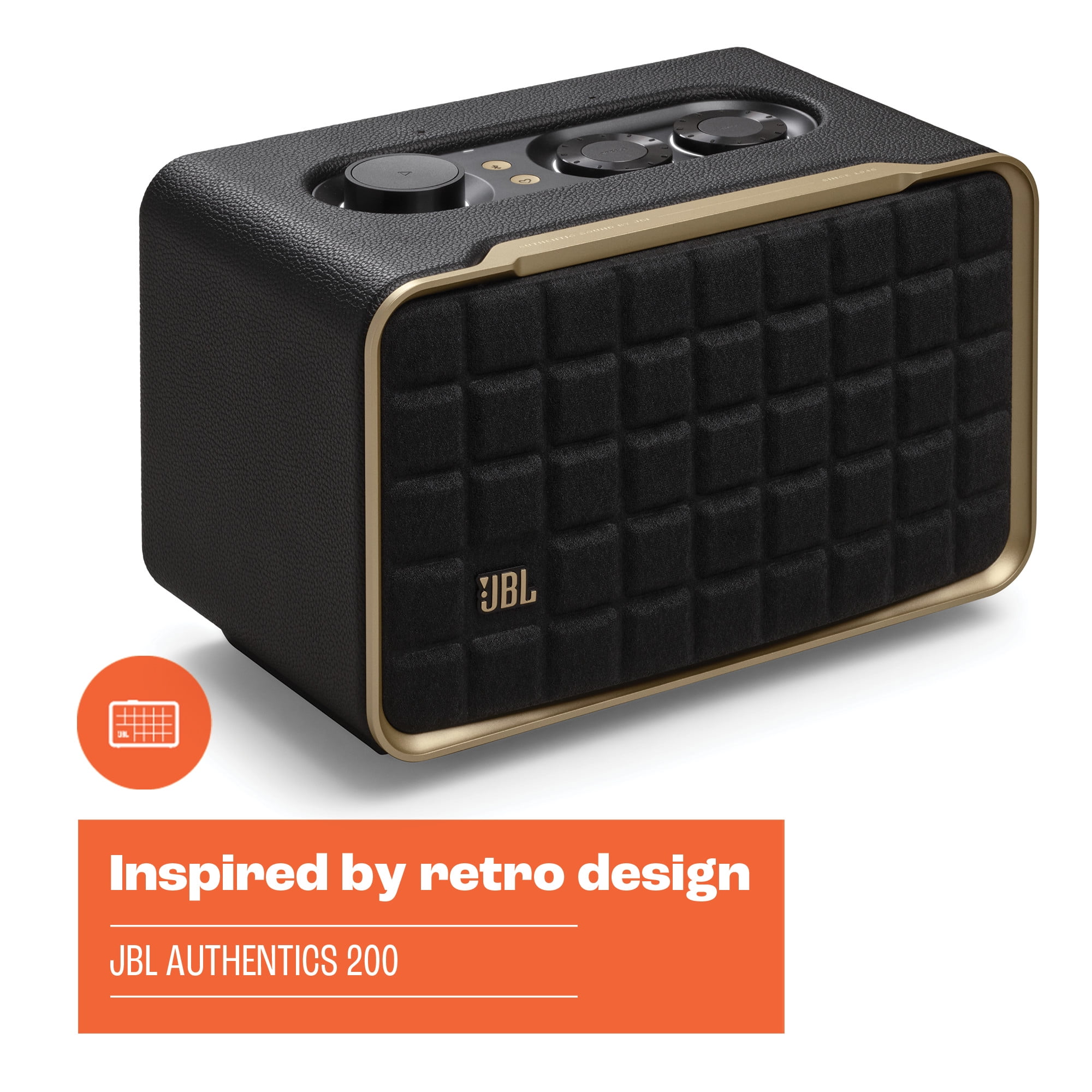 JBL Authentics 200 Wireless Bluetooth Speaker (Black/Gold)  (图3)