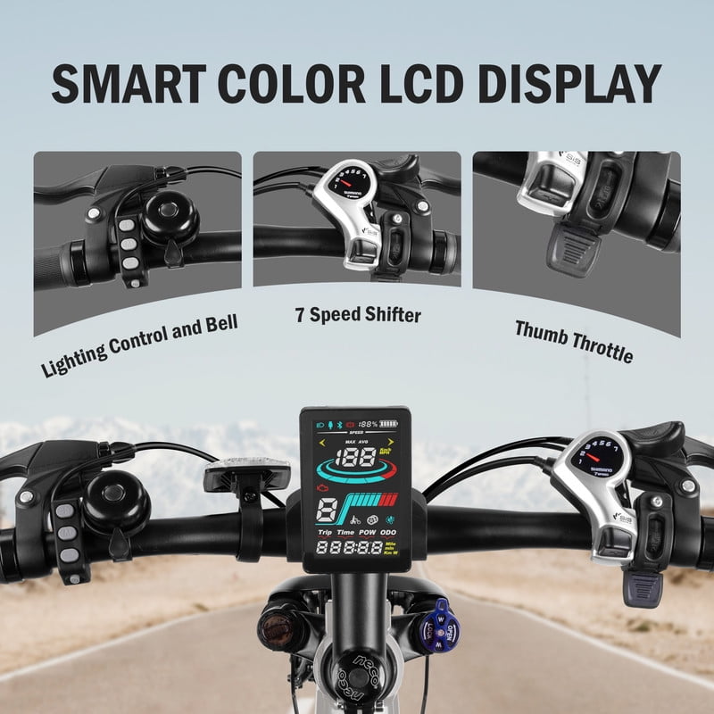Core Electric Bike for Adults,750W Motor Ebike with Front Suspension, 7-Speed Up to 55Miles,20MPH E Bicycle,26" Step-Over Ebikes (Navy)