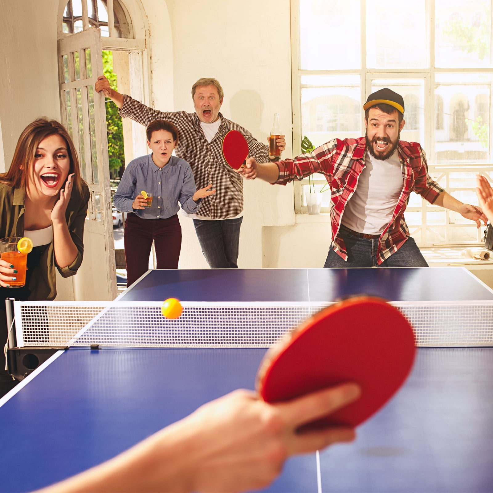 Uxcell Adjustable Up to 2.75" Collapsible Portable Table Tennis Net and Post Ping-Pong Net, Black Blue