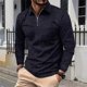 thumbnail image 1 of Blusa y camisa de manga larga con cuello vuelto para hombre, informal, de manga larga, con cremallera y solapa a rayas, blusa de manga larga con cuello vuelto, blusa de poliéster para hombre, 1 of 9