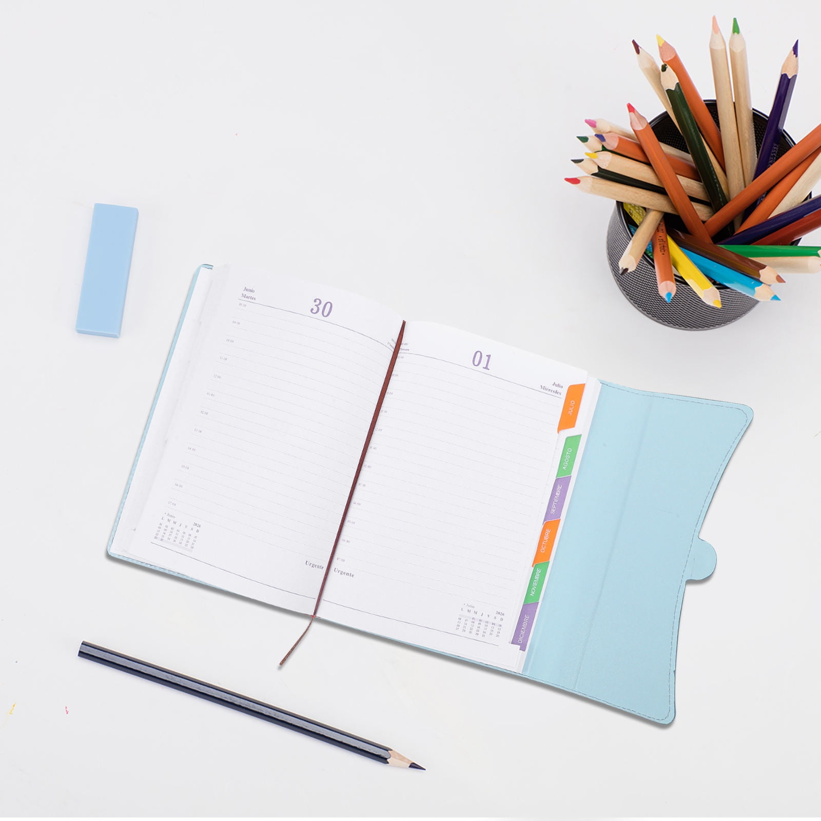 UPGRATOR Work Planner Organizer Notebook in Sky Blue with Monthly Index Bookmarks for Efficient Scheduling