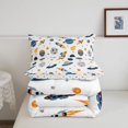 thumbnail image 5 of Manfei Cartoon Planets Twin Comforter Sets,Cute Rocket Print Bedding Set,Blue Orange White,Polkadot Reversible,2-Piece,1 Comforter and 1 Pillowcase, 5 of 7