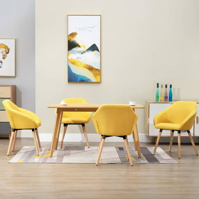 vidaXL Chaises de Salle à Manger 4 Pcs Jaune Tissu