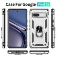 thumbnail image 2 of YEYKX for Google Pixel 7A 6.1-inch Phone Case, Impact Resistant Metal Ring Magnetic Support Kickstand Drop Protector Cover for Google Pixel 7A 6.1-inch,Silver,For Google Pixel 7A, 2 of 7