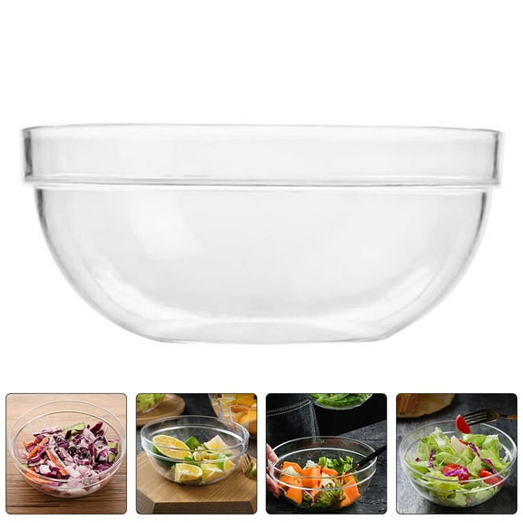 FRCOLOR Reusable Salad Bowl for Home Made of PC Material Great for Serving Snacks and Dessert Transparent Large Size