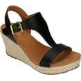 thumbnail image 5 of KENNETH COLE Womens Black T-Strap Moisture Wicking Breathable Ankle Strap Adjustable Strap Reaction Card Round Toe Wedge Buckle Espadrille Shoes 8.5, 5 of 5