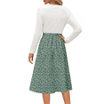 thumbnail image 5 of UVN Fall Dresses for Women Long Sleeve Crewneck Ribbed Casual Dress Ladies Floral Print Midi Dresses with Pockets, 5 of 9