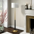 thumbnail image 6 of Evelyn&Zoe Lyon Two-Tone Floor Lamp with Fabric Shade, Brass/Matte Black/White, 6 of 9
